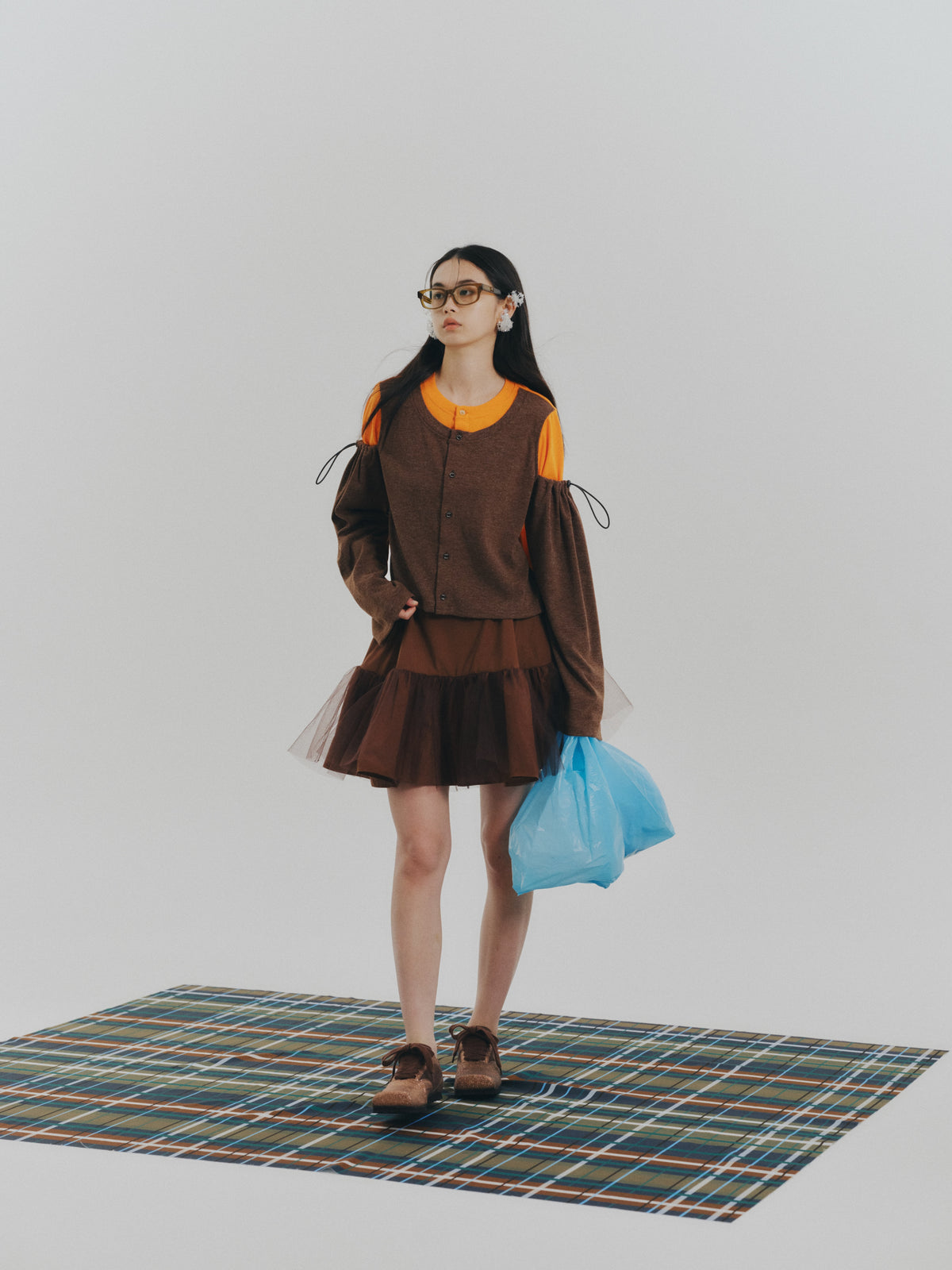 3WAY TULE TIERED SKIRT (BROWN)