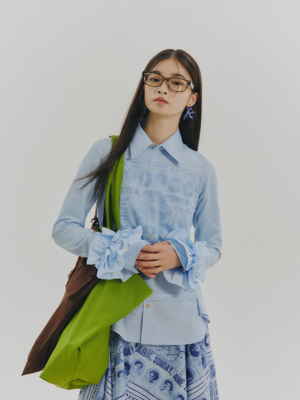 PRINT L/S SHIRT (BLUE)
