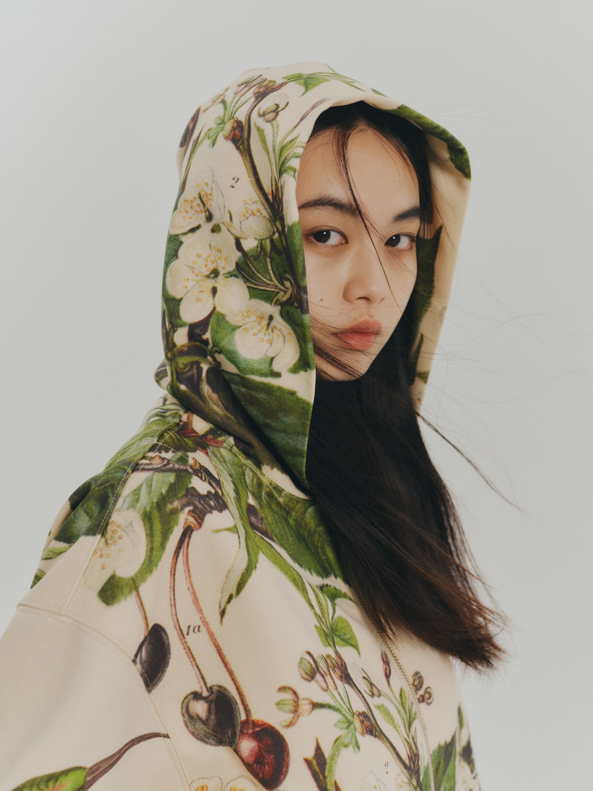 PRINT SWEAT ZIP-UP HOODIE (PLANTS)