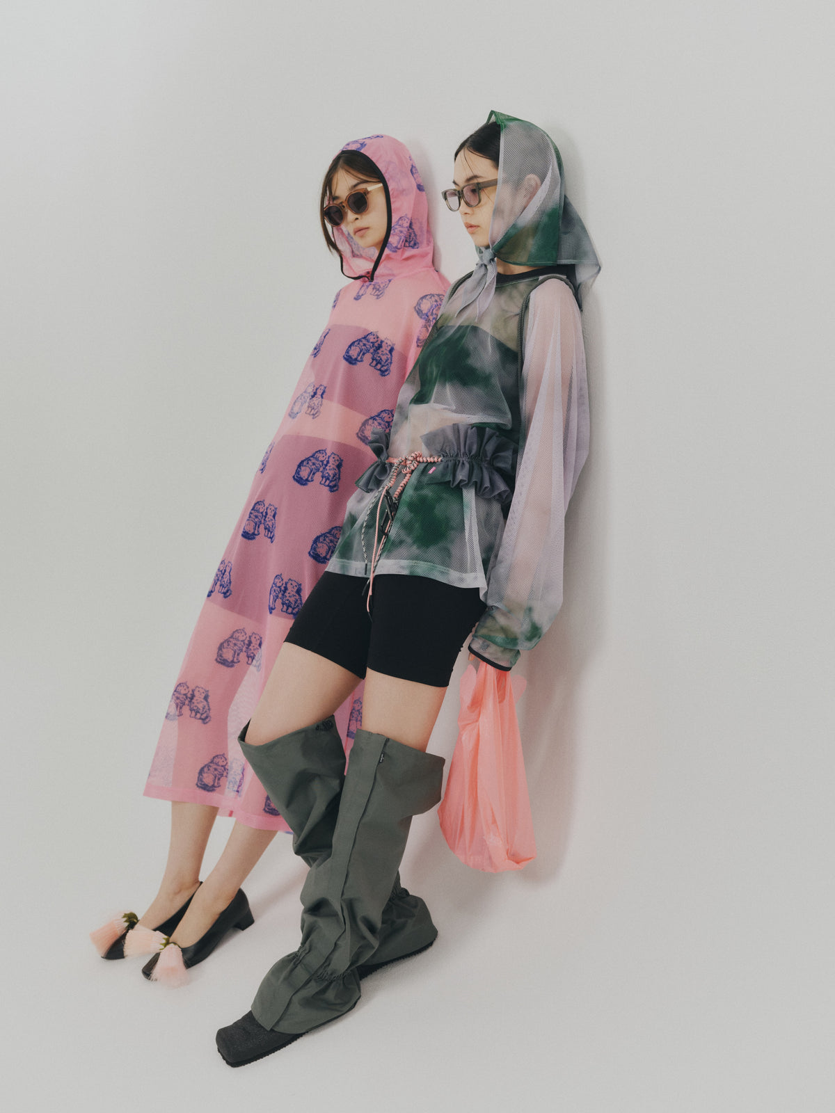 PRINT MESH HOODIE O/P (PINK)