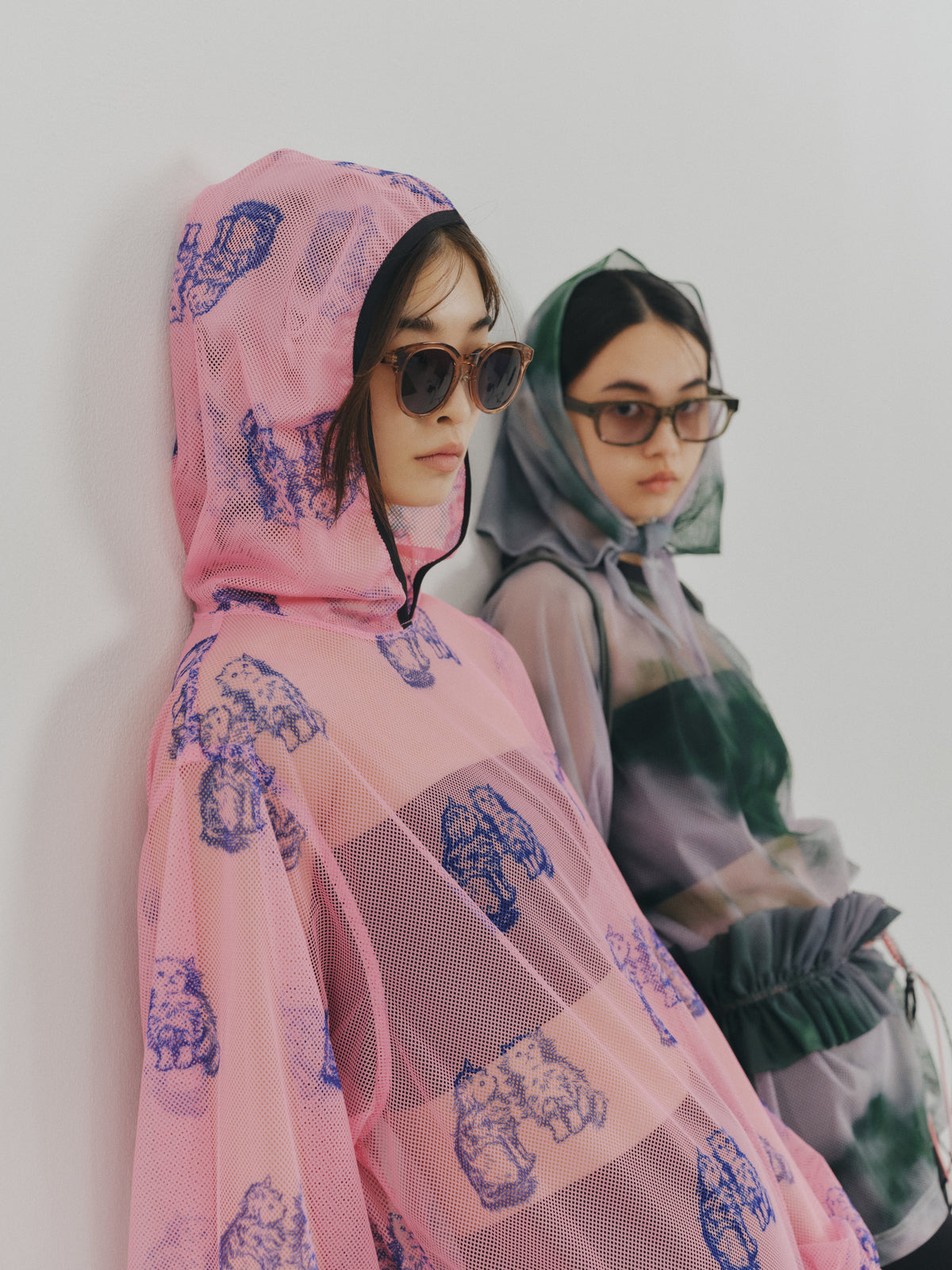 PRINT MESH HOODIE O/P (PINK)