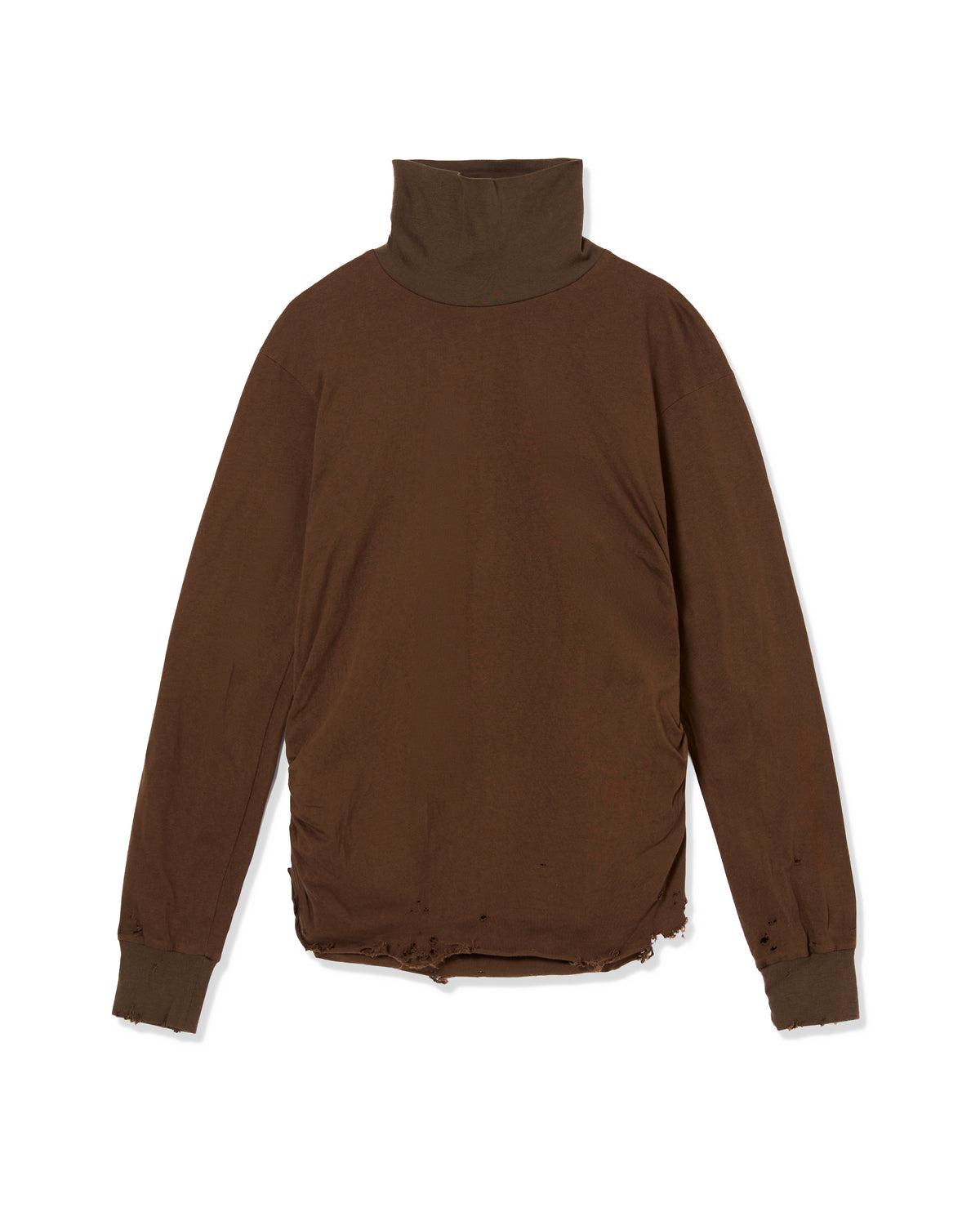 CRASH GATHER HI-NECK TOP (BROWN)