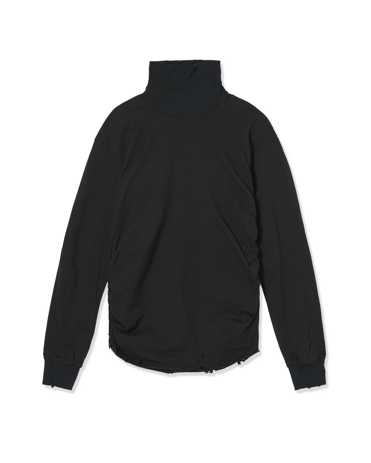 CRASH GATHER HI-NECK TOP (BLACK)