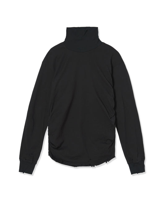 CRASH GATHER HI-NECK TOP (BLACK)