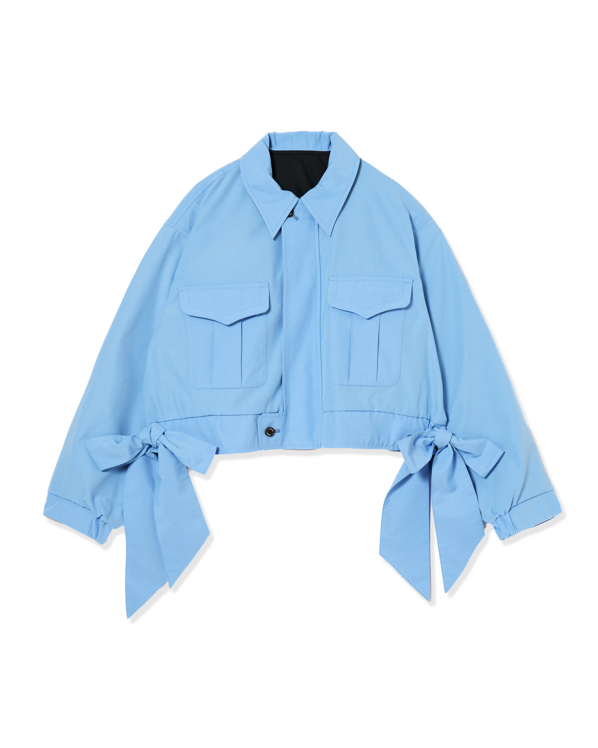 REVERSIBLE RIBBON JACKET (L.BLUE x BLACK )