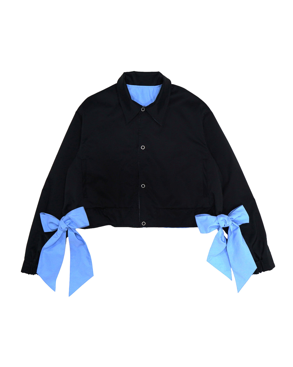 REVERSIBLE RIBBON JACKET (L.BLUE x BLACK )