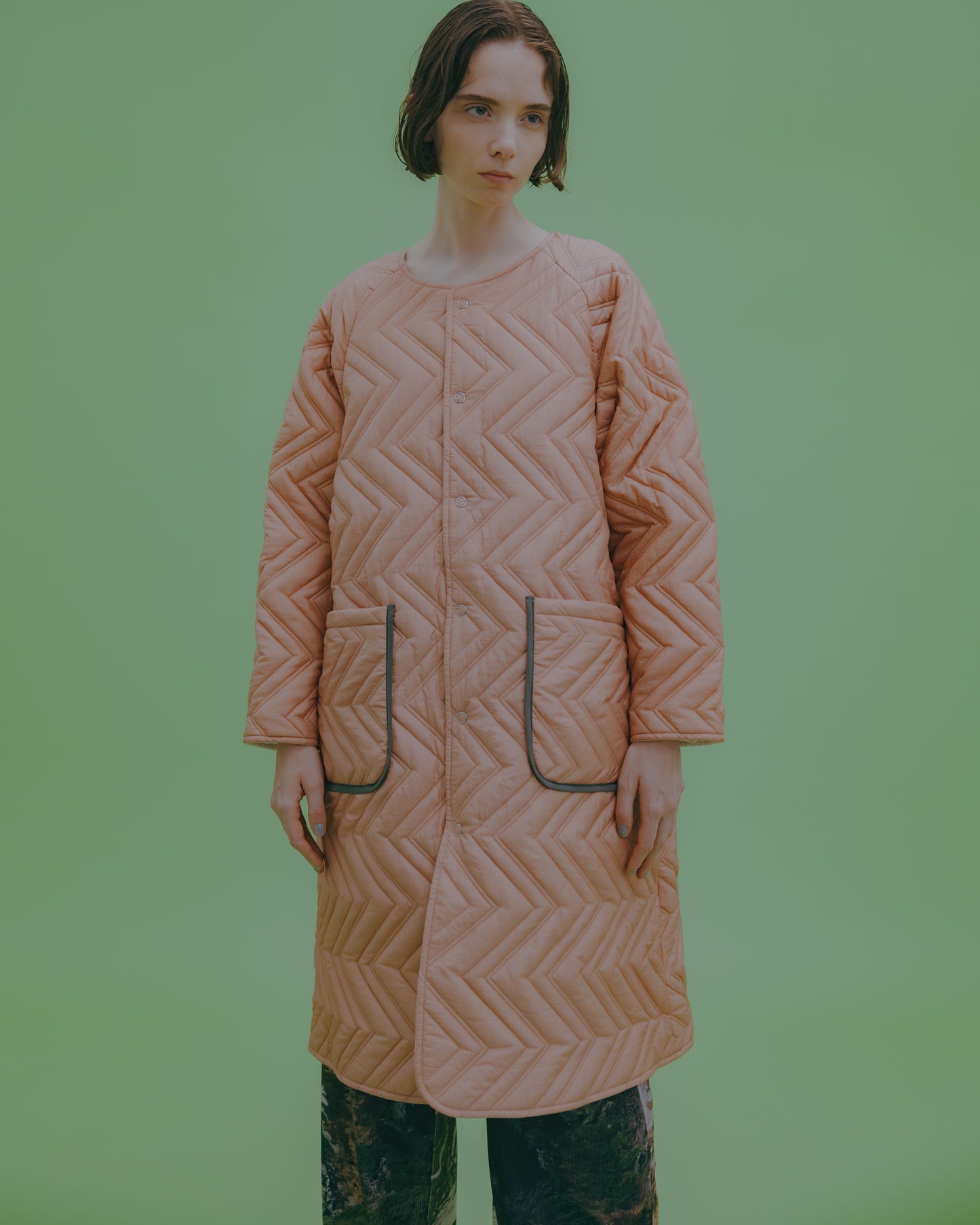 NON TOKYO / REVERSIBLE QUILTING COAT (PINK×WHITE)