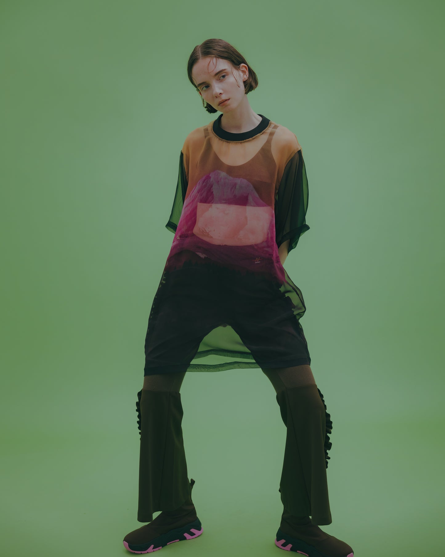 NON TOKYO / JERSEY FLARE PANTS (BROWN) / <NON TOKYO> Jersey flare pants (brown)