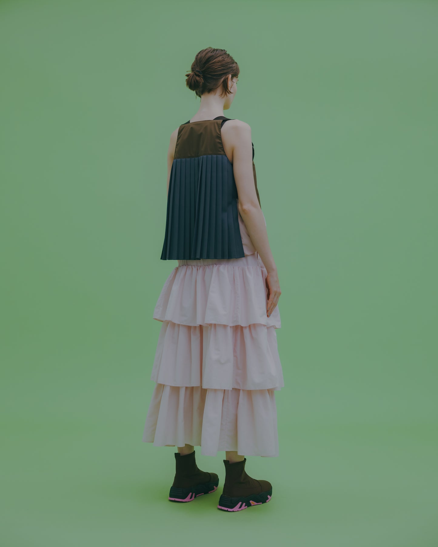 NON TOKYO / ADJUSTER TIERED SKIRT (PINK)