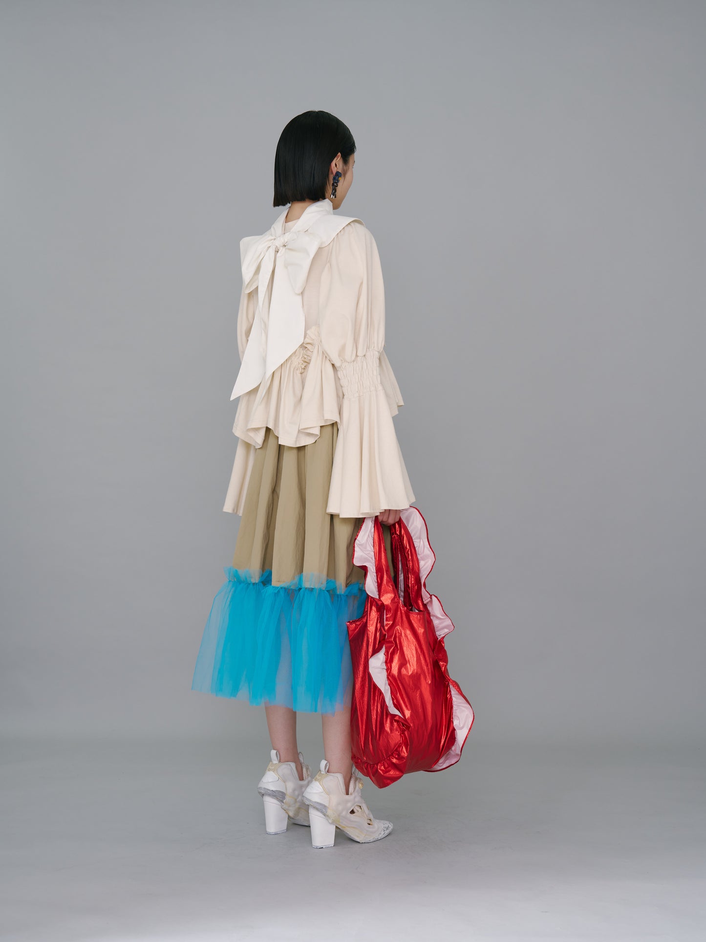 NON TOKYO / GATHER TULLE SKIRT (BEIGE×L.BLUE) / &lt;NON TOKYO&gt; Gathered tulle skirt (beige×light blue)