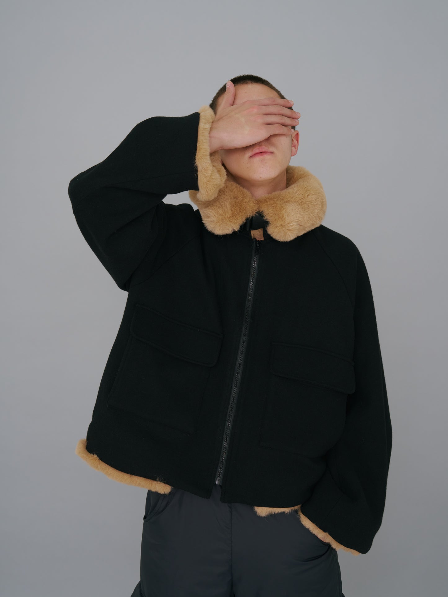 NON TOKYO / AVIATOR FUR JACKET (BLACK×BLACK) &lt;NON TOKYO&gt; Aviator fur jacket (black×black)