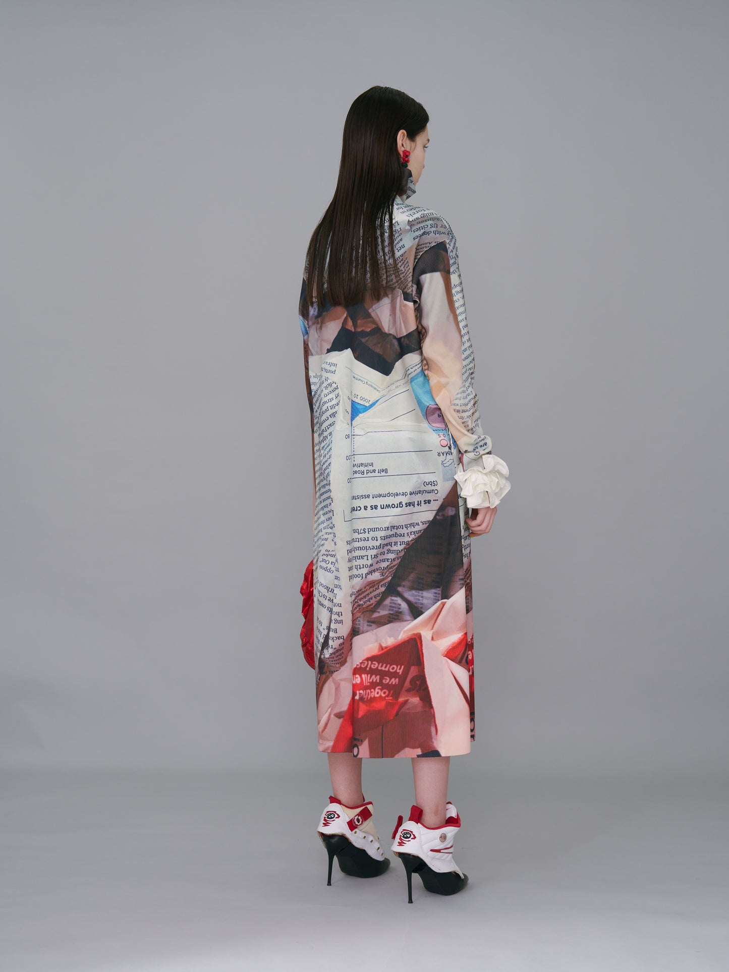 NON TOKYO / PRINT RIB HI-NECK ONE-PIECE (NEWS PAPER)