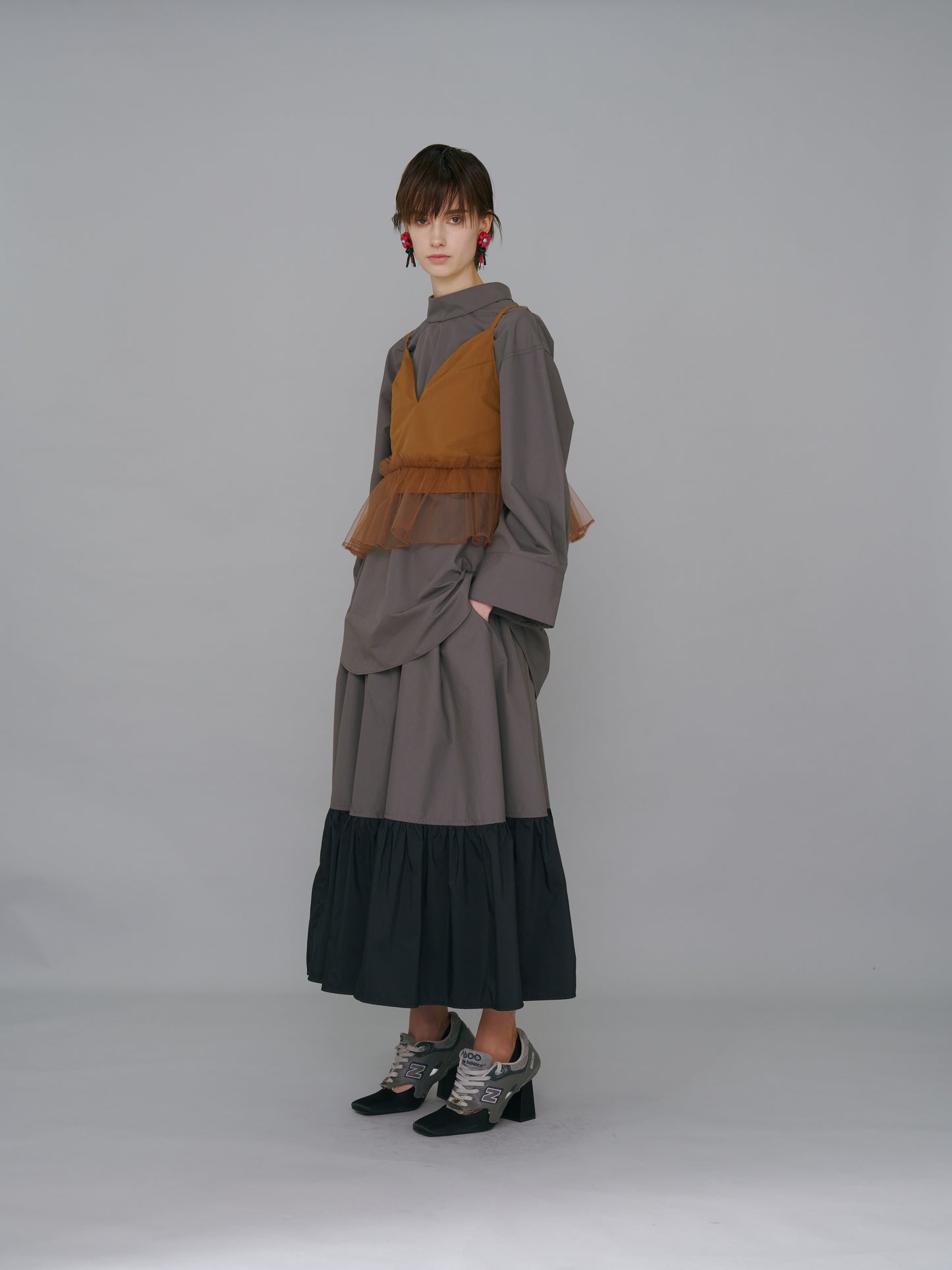 NON TOKYO / GATHER TULLE CAMISOLE (MUSTARD) / &lt;NON TOKYO&gt; Gathered tulle camisole (mustard)