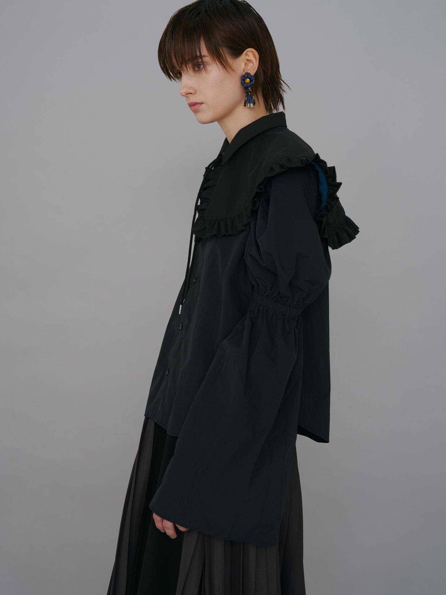 NON TOKYO / POWER SHOULDER WASHER SHIRT (BLACK) / NON TOKYO Power Shoulder Washer Shirt (Black)