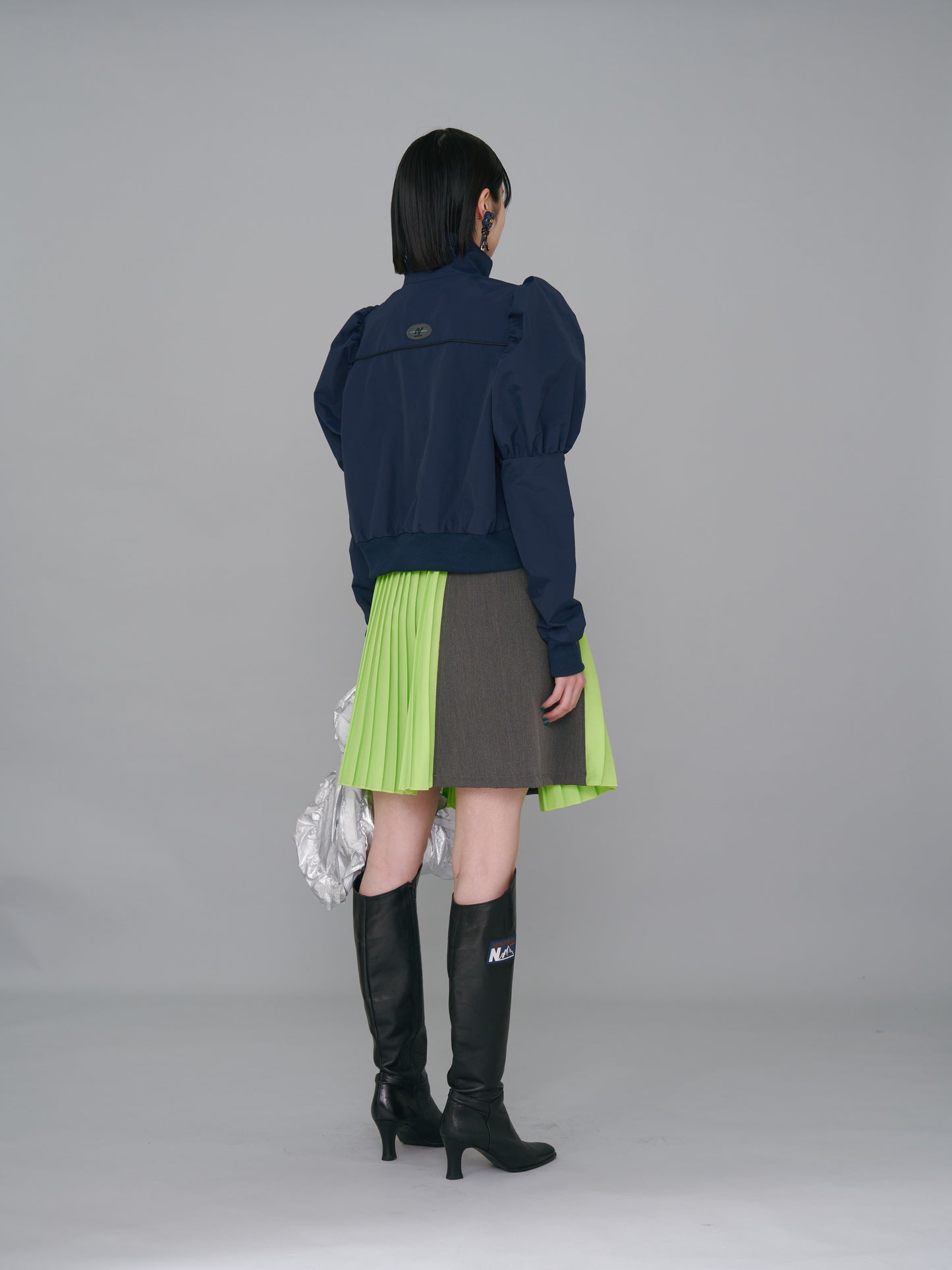 NON TOKYO / PUFFSLEEVE NYLON BLOUSON (NAVY) / NON TOKYO Puff sleeve nylon blouson (navy)