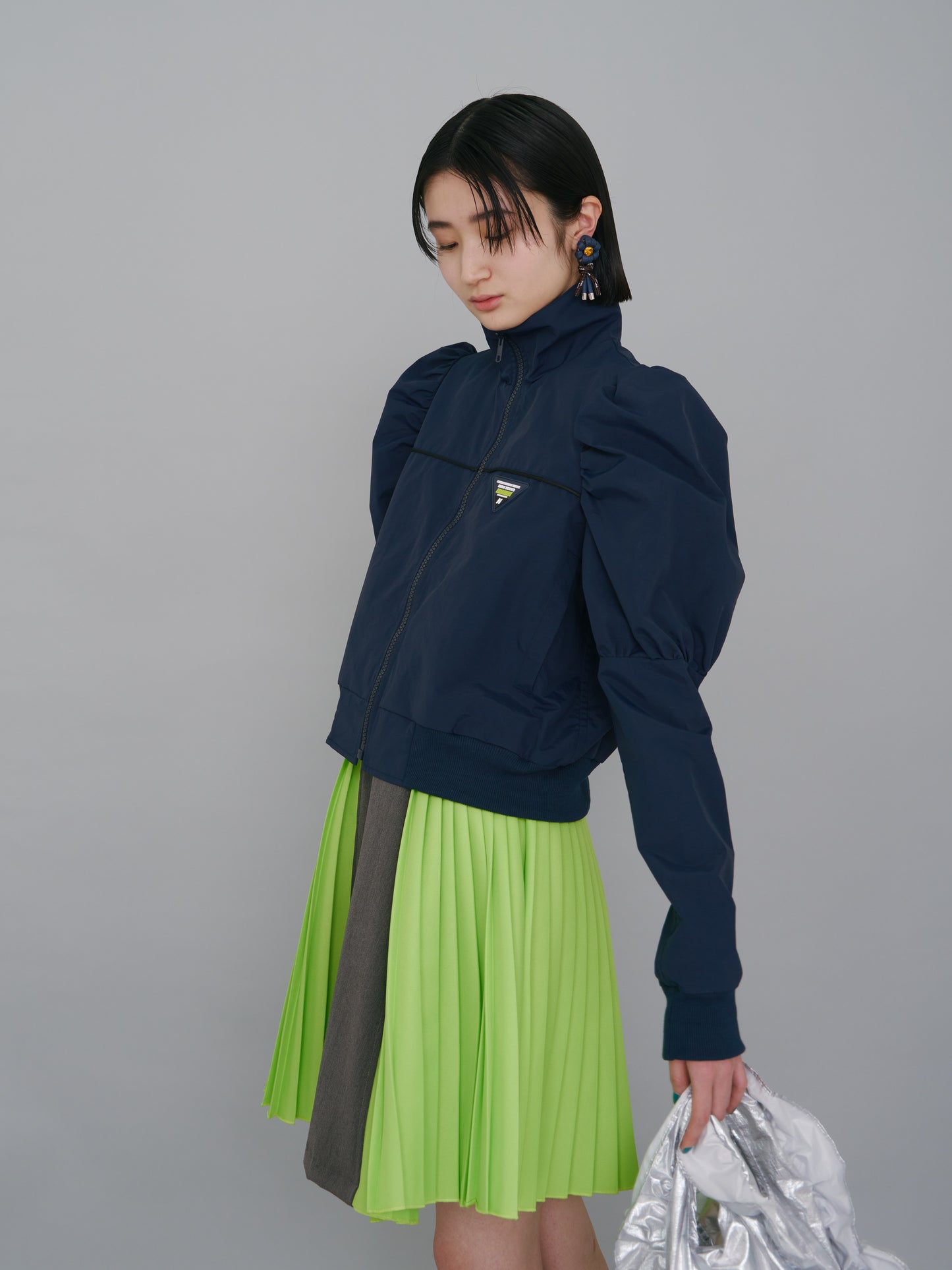 NON TOKYO / PUFFSLEEVE NYLON BLOUSON (NAVY) / NON TOKYO Puff sleeve nylon blouson (navy)