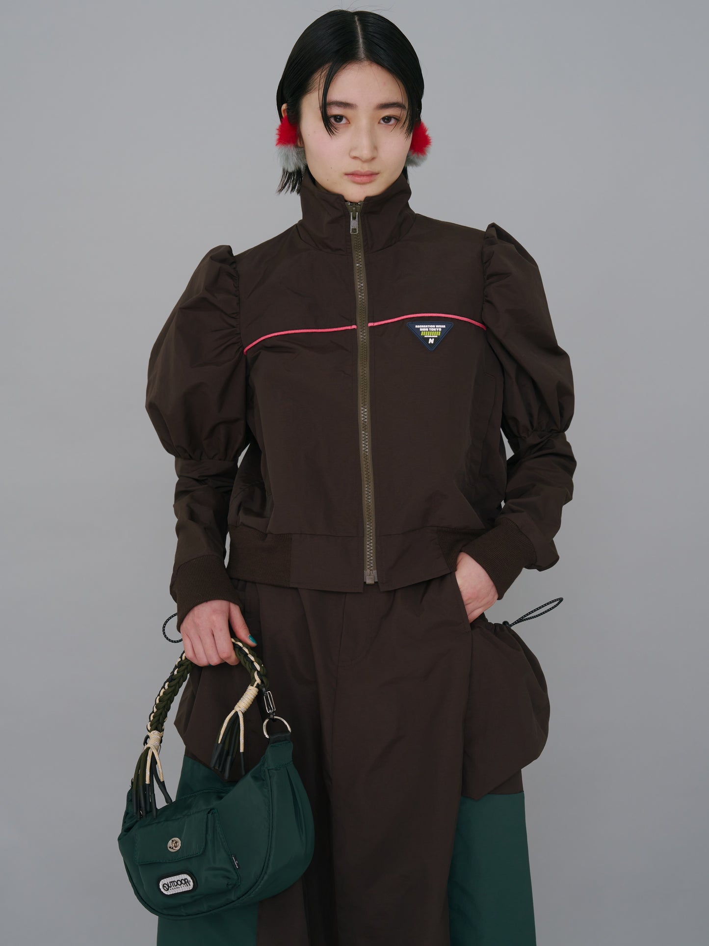 NON TOKYO / OUTDOOR LONG SKIRT (BROWNxGREEN) &lt;NON TOKYO&gt; Outdoor long skirt (brown x green)