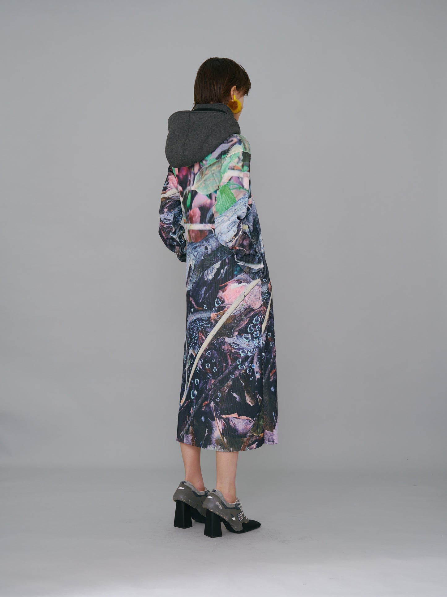 NON TOKYO / PRINT RIB LONG SLEEVE ONE-PIECE (LEAF)