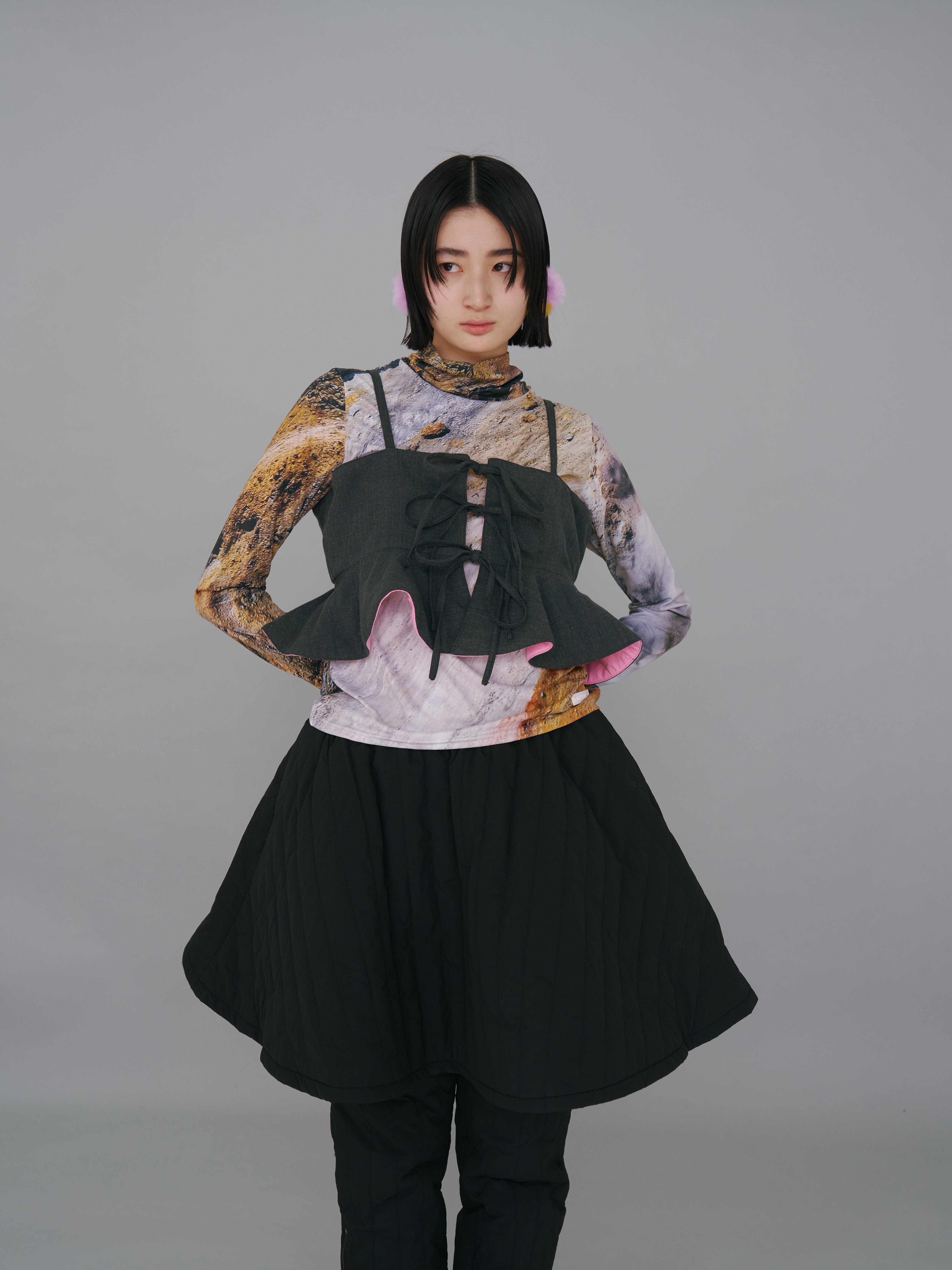 NON TOKYO / 3WAY QUILTING SKIRT PANTS (BLACK)