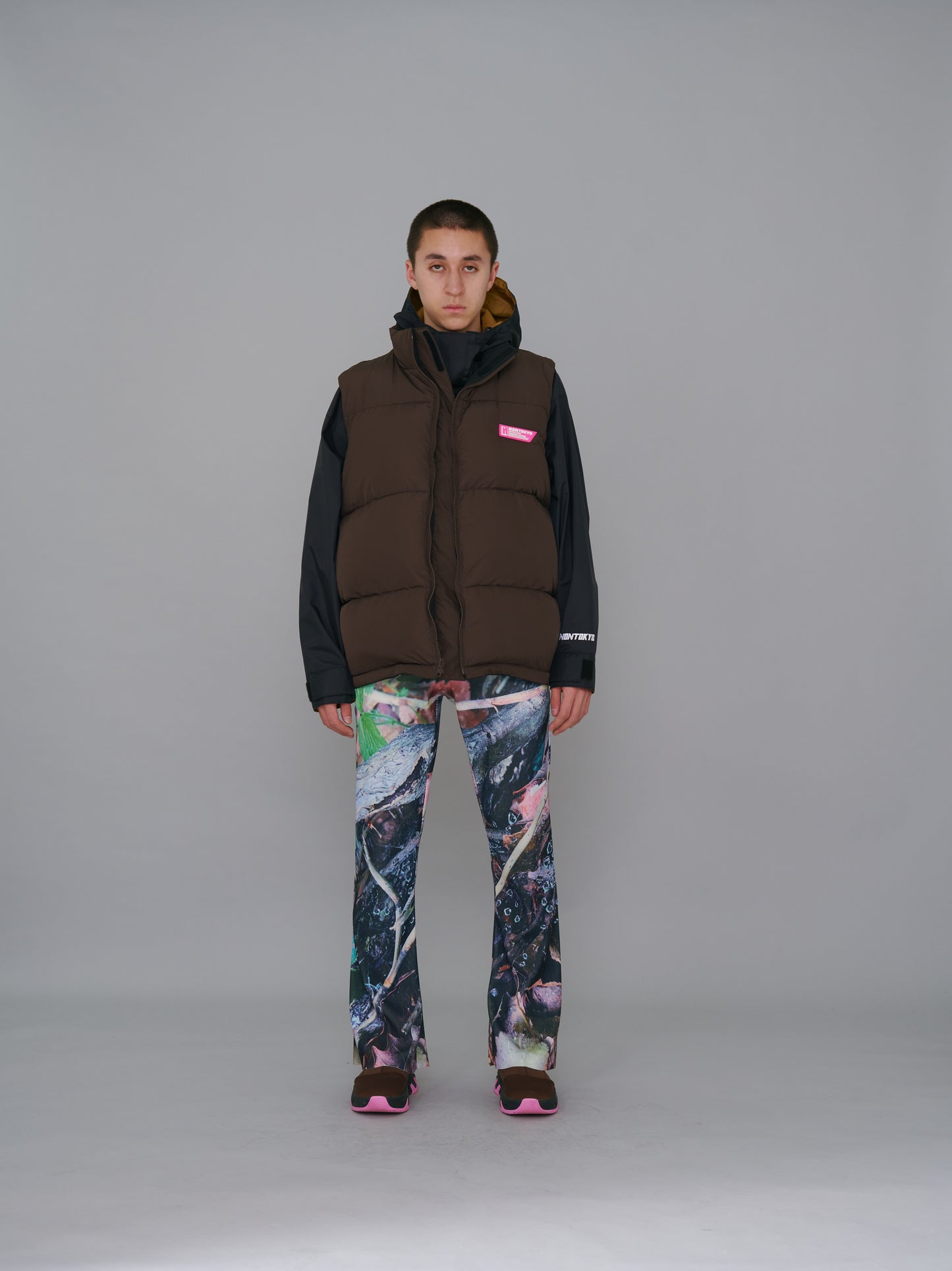 NON TOKYO / PRINT RIB FLARE PANTS (LEAF)