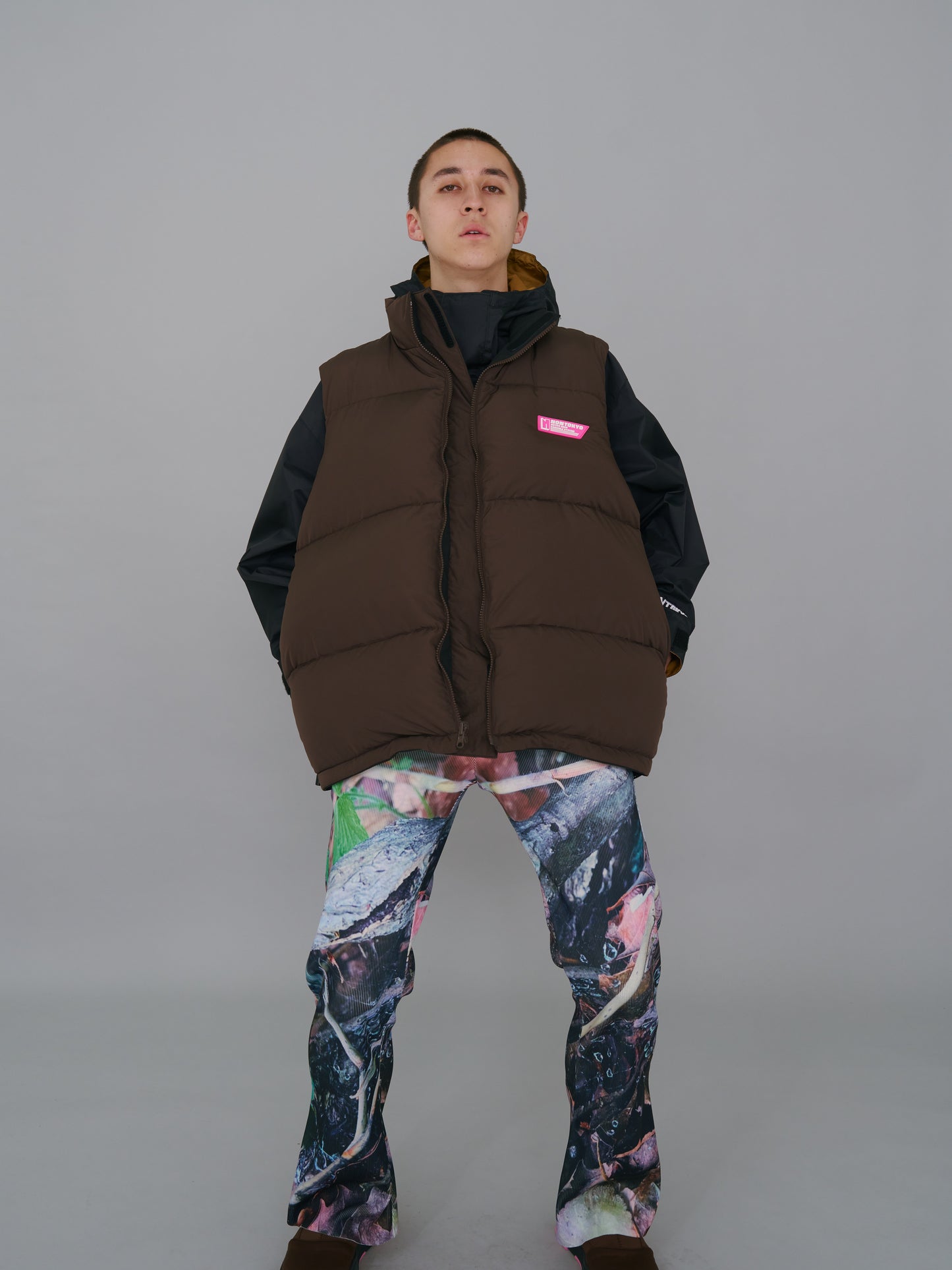 NON TOKYO / PRINT RIB FLARE PANTS (LEAF)