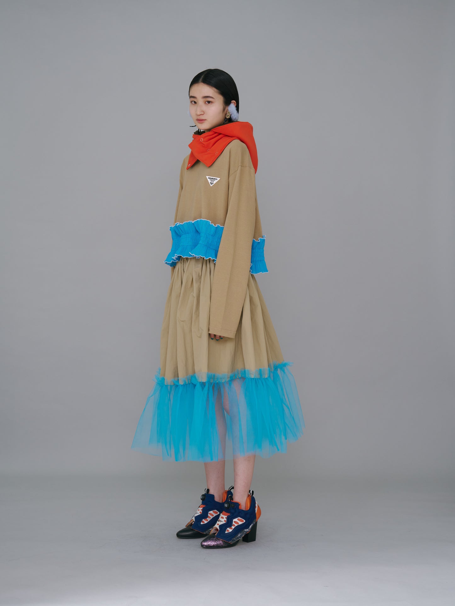 NON TOKYO / GATHER TULLE SKIRT (BEIGE×L.BLUE) / &lt;NON TOKYO&gt; Gathered tulle skirt (beige×light blue)