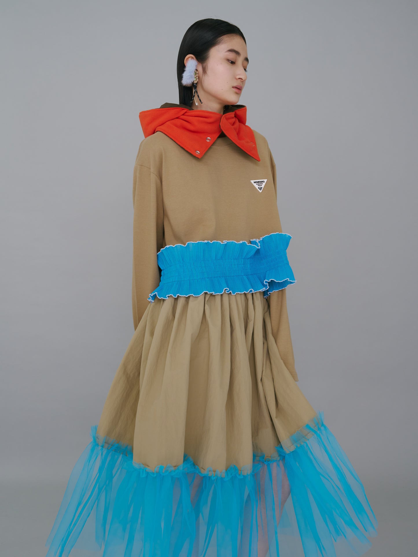 NON TOKYO / GATHER TULLE SKIRT (BEIGE×L.BLUE) / &lt;NON TOKYO&gt; Gathered tulle skirt (beige×light blue)