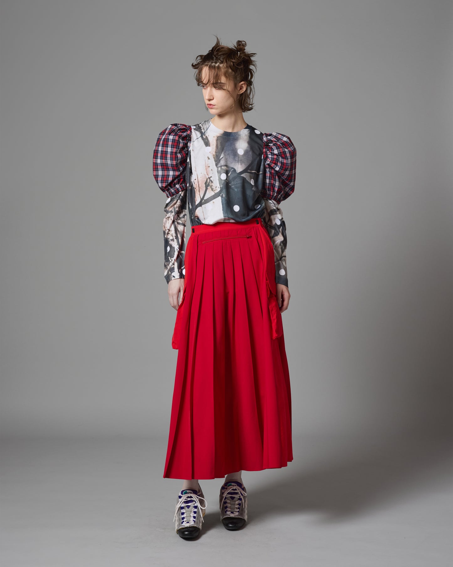 [PRE ORDER] 2WAY MULTIPOCKET PLEATS SKIRT (RED)