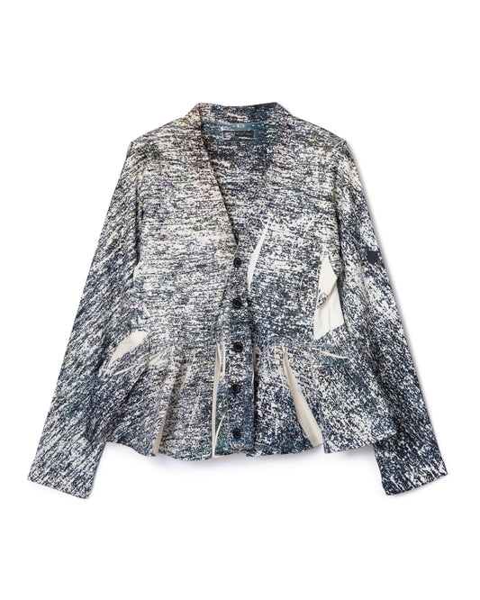 [PRE ORDER] DIRECT PRINT RIB GATHER CARDIGAN (NOISE)