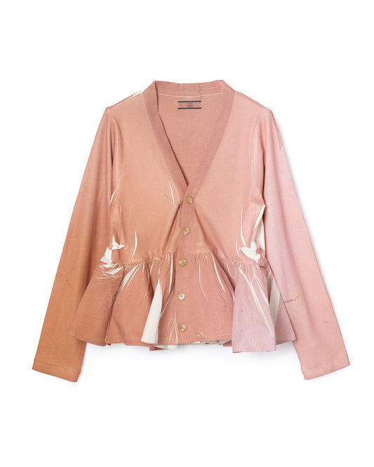[PRE ORDER] DIRECT PRINT RIB GATHER CARDIGAN (PINK)