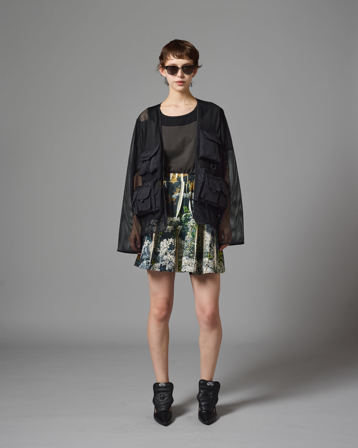 [PRE ORDER] DIRECT PRINT RIB GATHER MINI SKIRT (FLOWER)