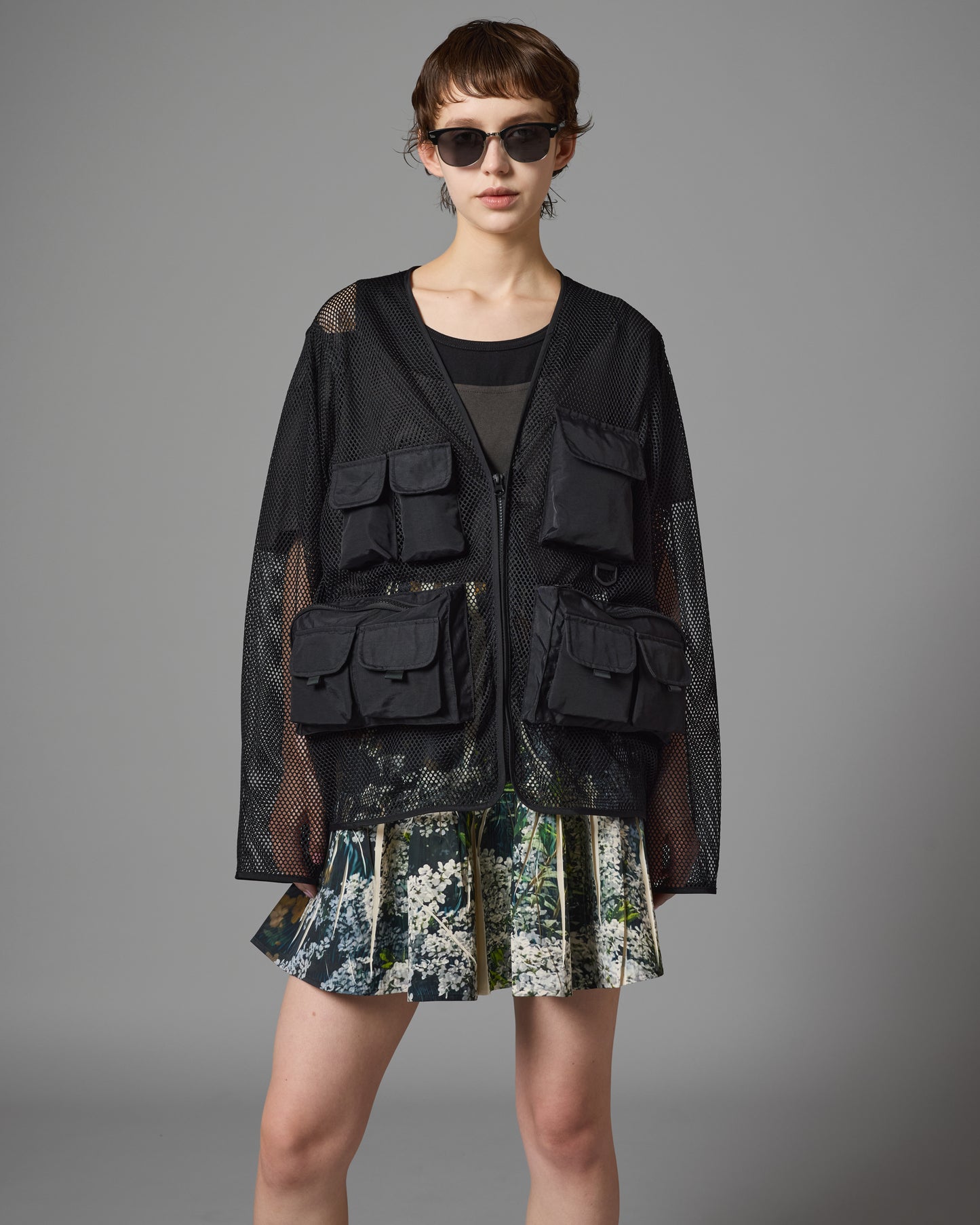 [PRE ORDER] DIRECT PRINT RIB GATHER MINI SKIRT (FLOWER)