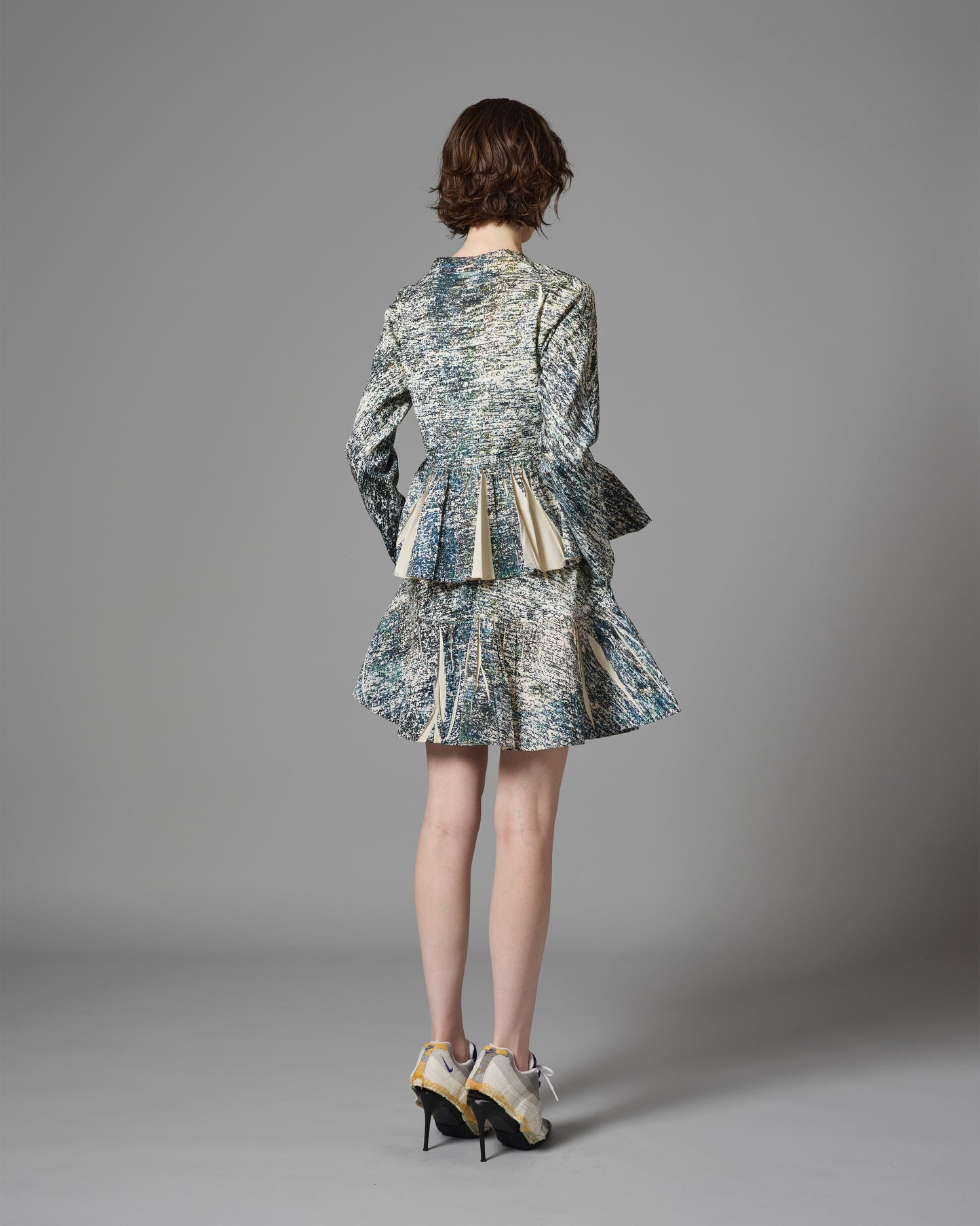 [PRE ORDER] DIRECT PRINT RIB GATHER MINI SKIRT (NOISE)