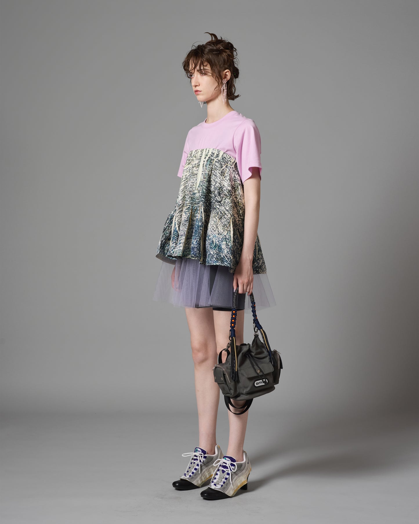 [PRE ORDER] DIRECT PRINT RIB GATHER MINI SKIRT (NOISE)