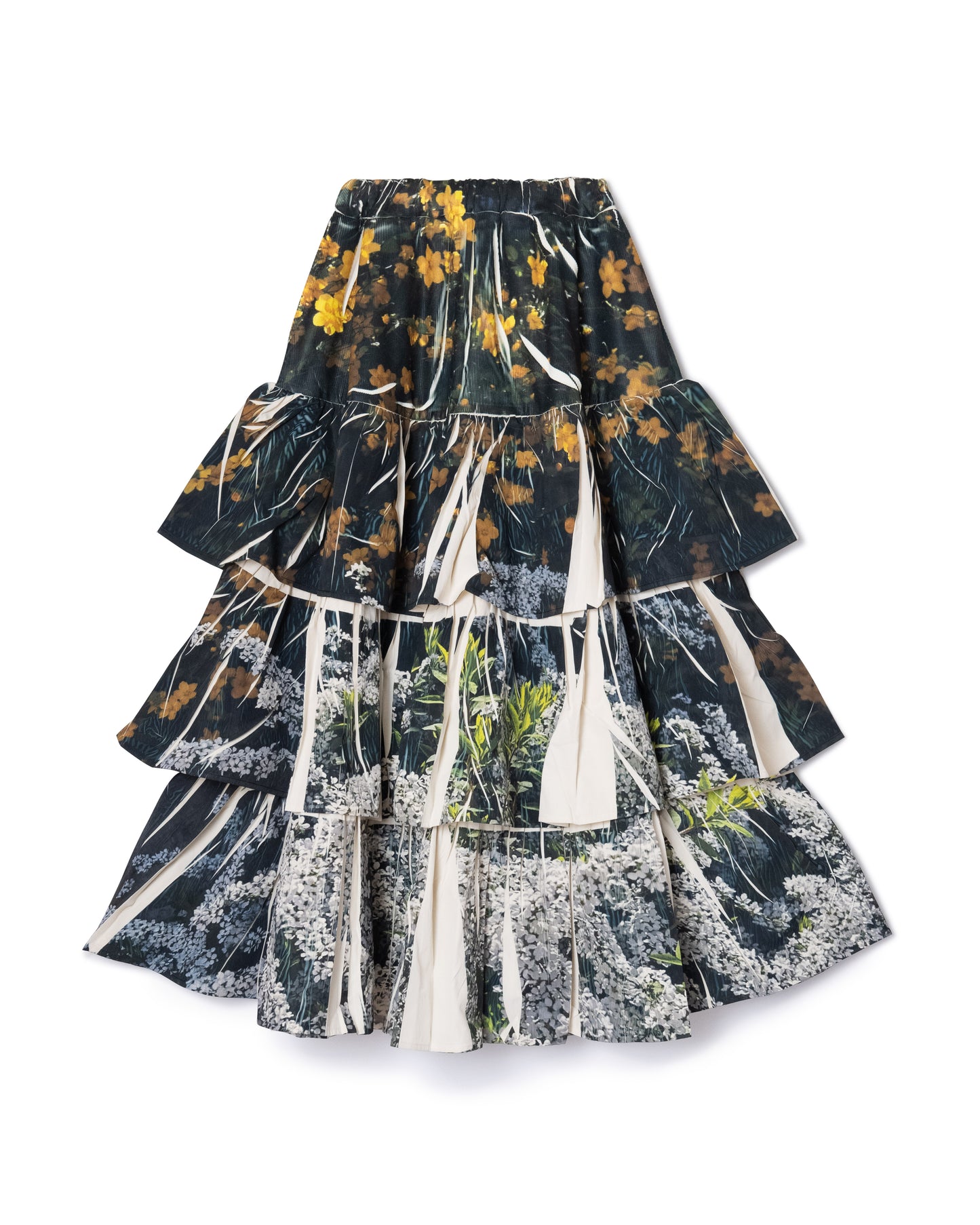 [PRE ORDER] DIRECT PRINT RIB GATHER LONG SKIRT (FLOWER)