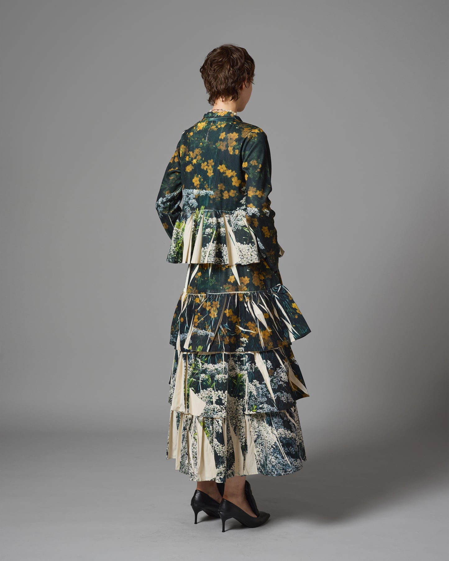 [PRE ORDER] DIRECT PRINT RIB GATHER LONG SKIRT (FLOWER)