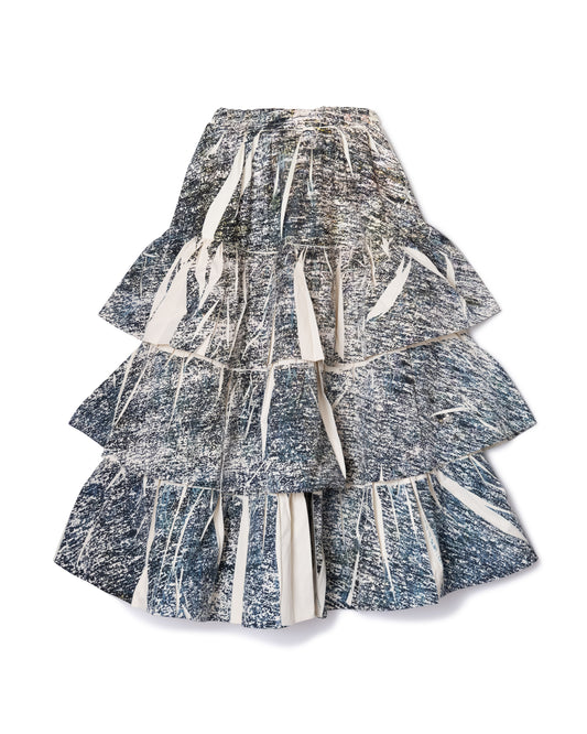 [PRE ORDER] DIRECT PRINT RIB GATHER LONG SKIRT (NOISE)