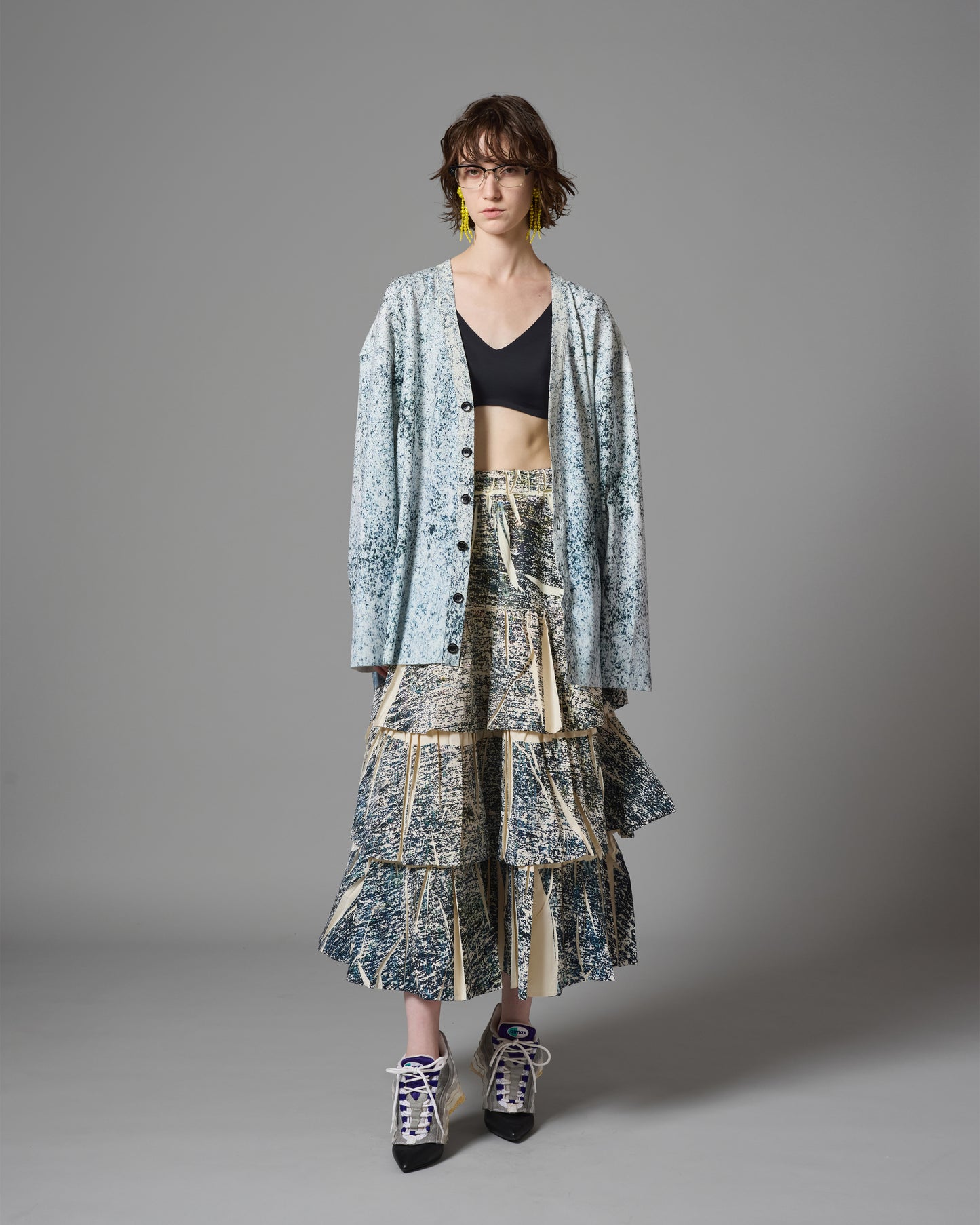 [PRE ORDER] DIRECT PRINT RIB GATHER LONG SKIRT (NOISE)