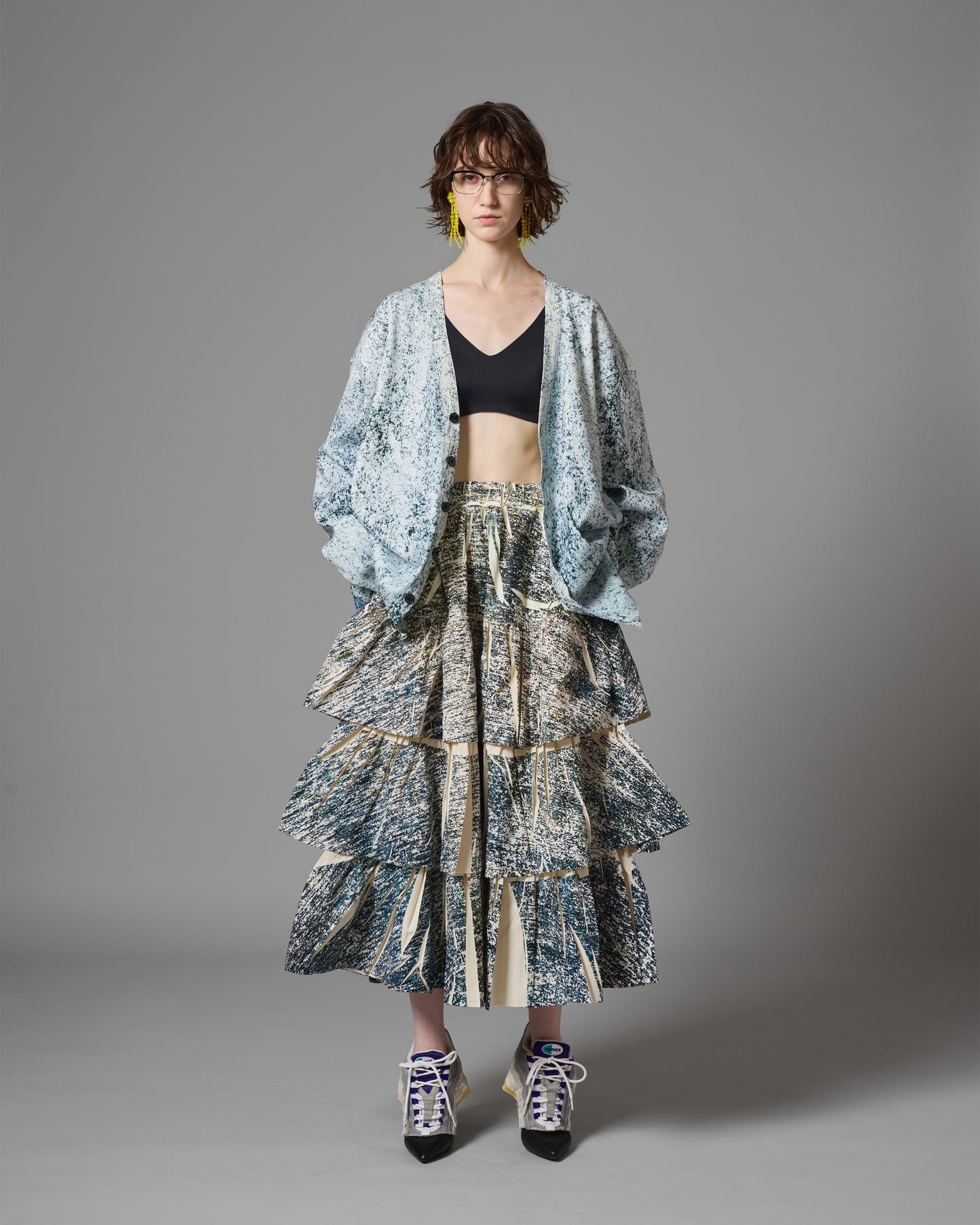 [PRE ORDER] DIRECT PRINT RIB GATHER LONG SKIRT (NOISE)