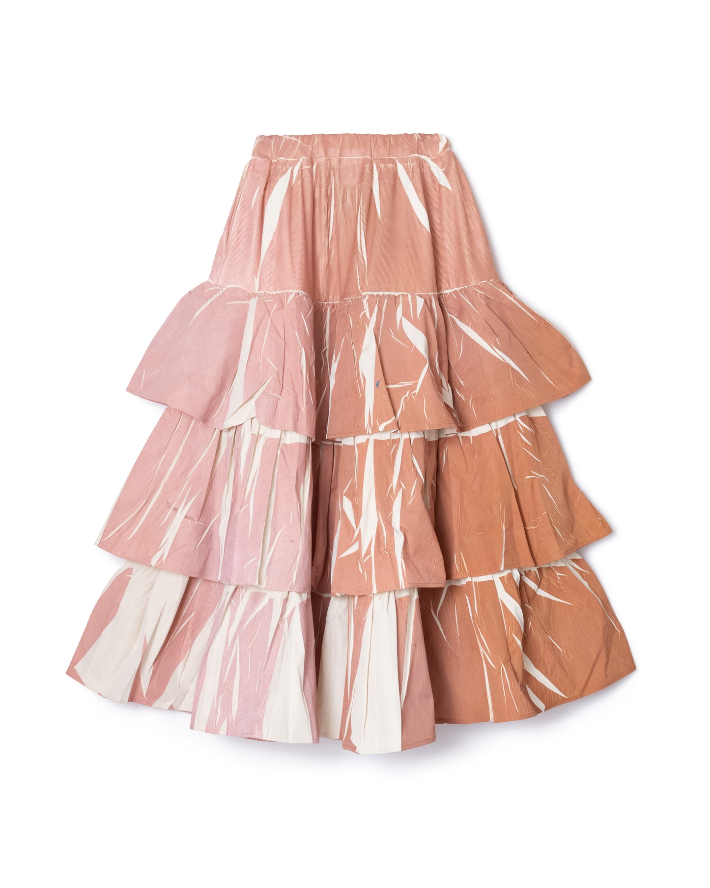 [PRE ORDER] DIRECT PRINT RIB GATHER LONG SKIRT (PINK)