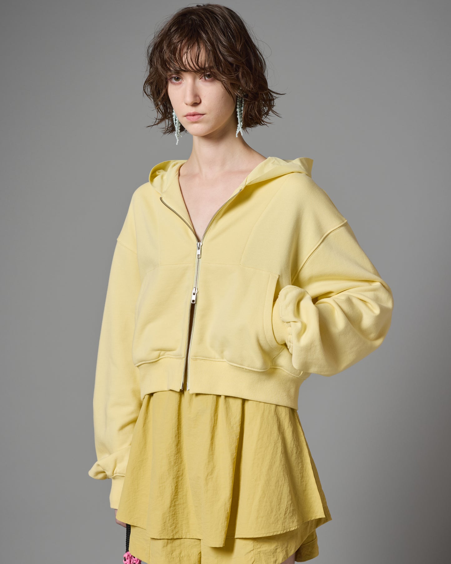 [PRE ORDER] NYLON HOOD ZIP-UP PARKER (YELLOW)