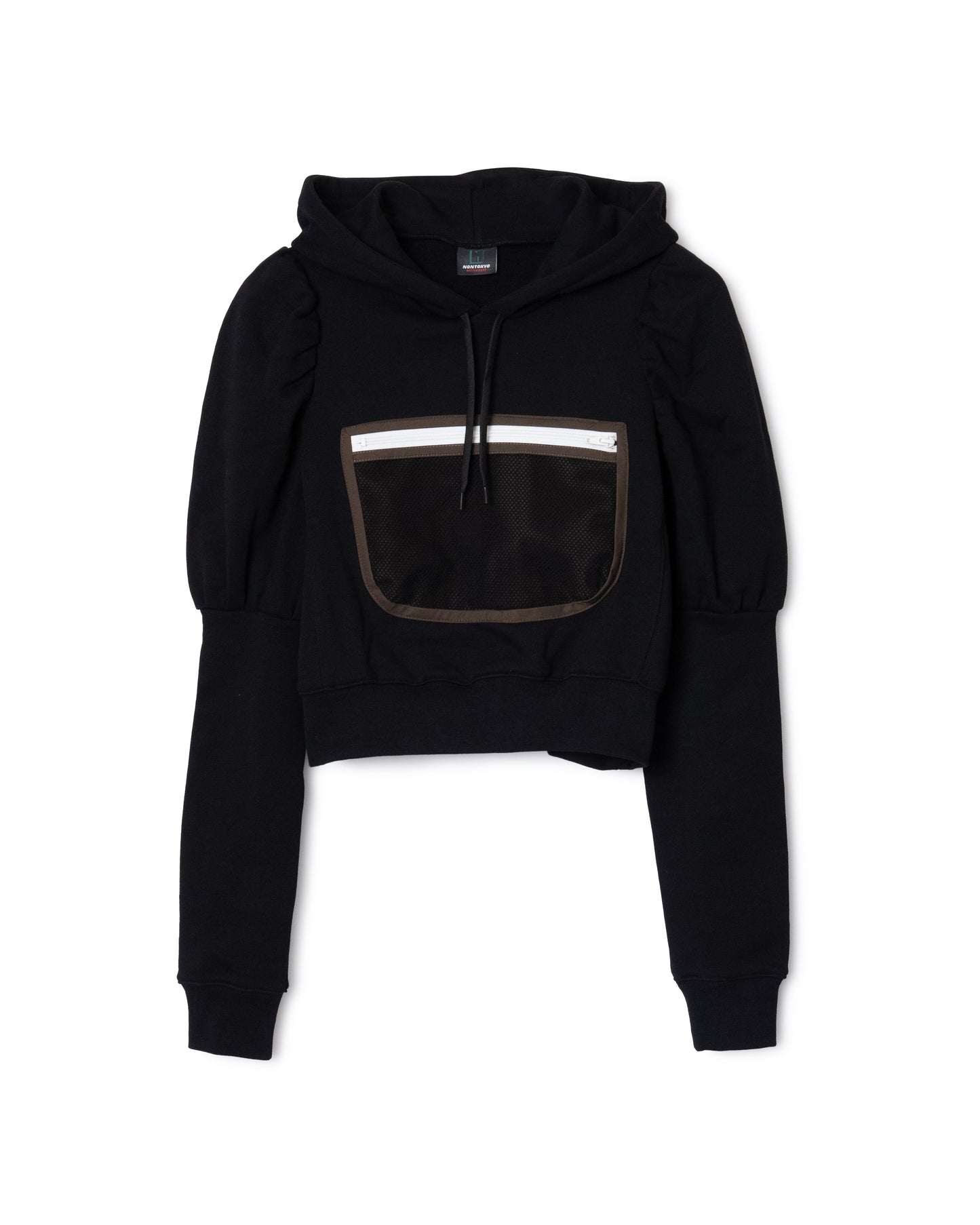 MESH POCKET PUFF SLEEVE PARKA (BLACK)