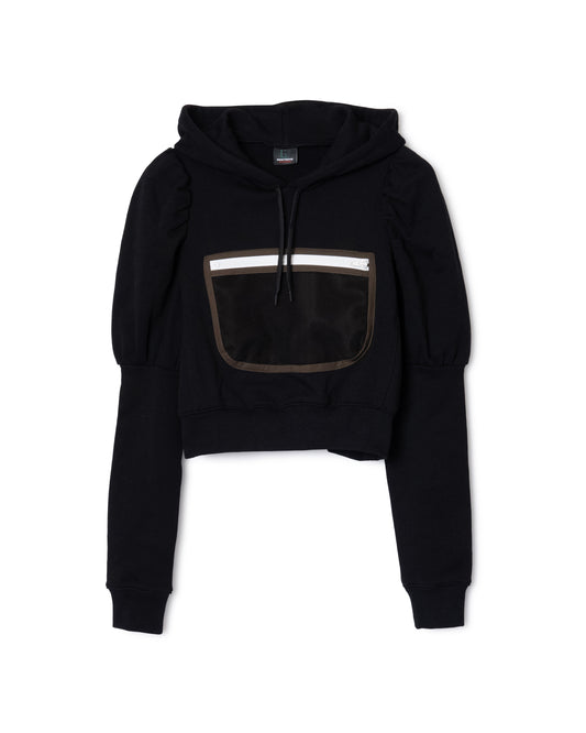 MESH POCKET PUFF SLEEVE PARKA (BLACK)