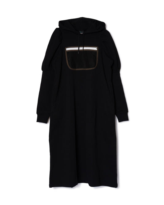 MESH POCKET PUFFSLEEVE ONE-PIECE (BLACK)