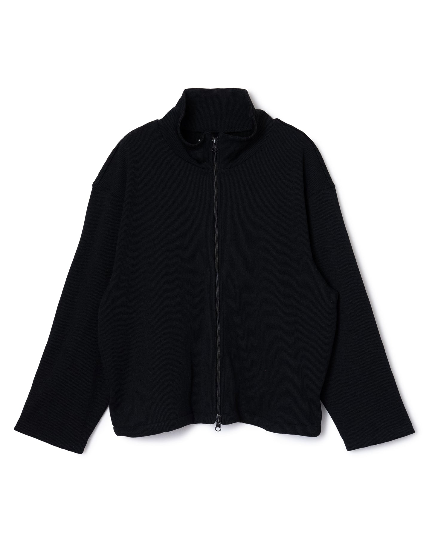 RIB ZIP-UP BLOUSON (BLACK)