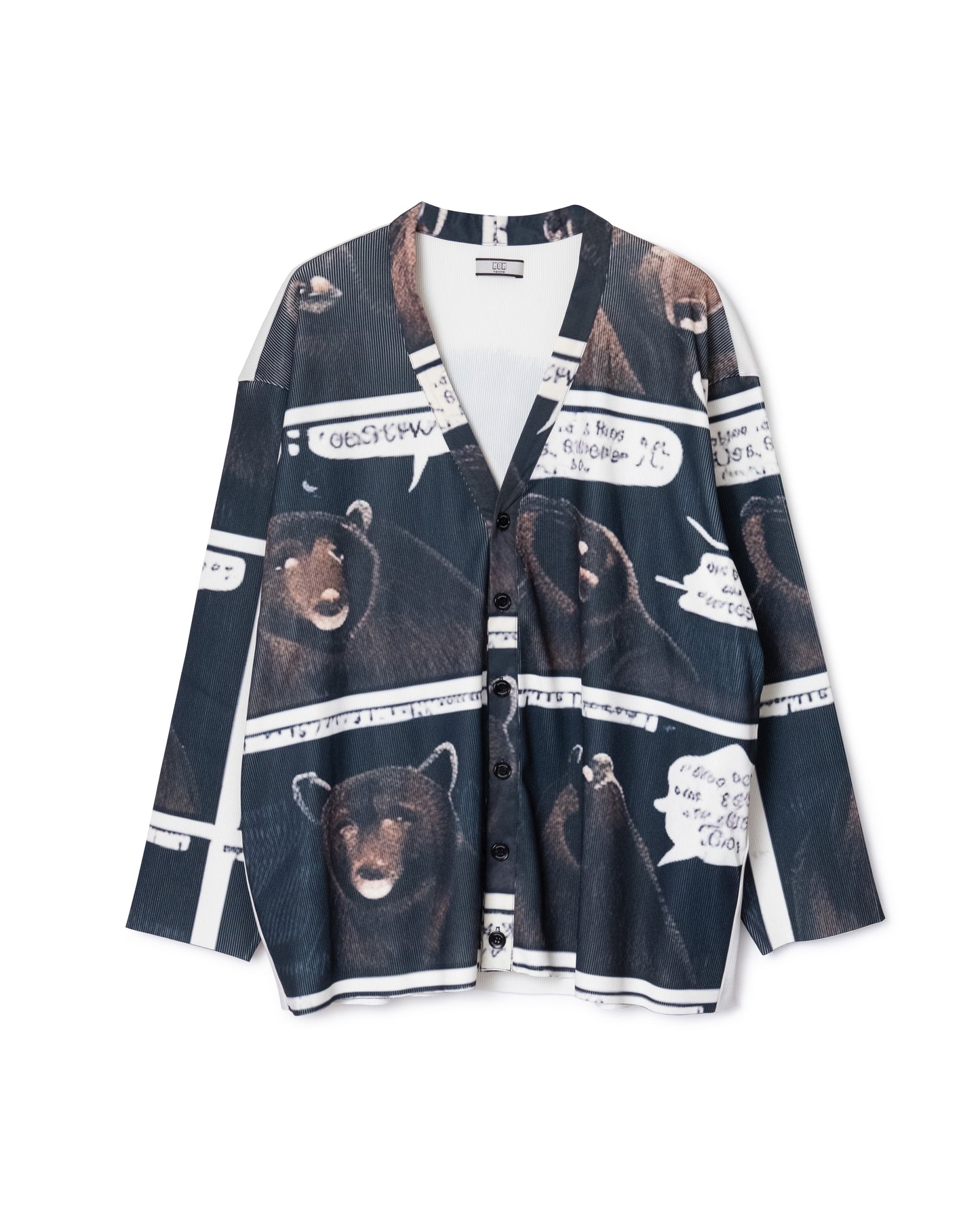 [PRE ORDER] PRINT RIB BIG CARDIGAN (BEAR)