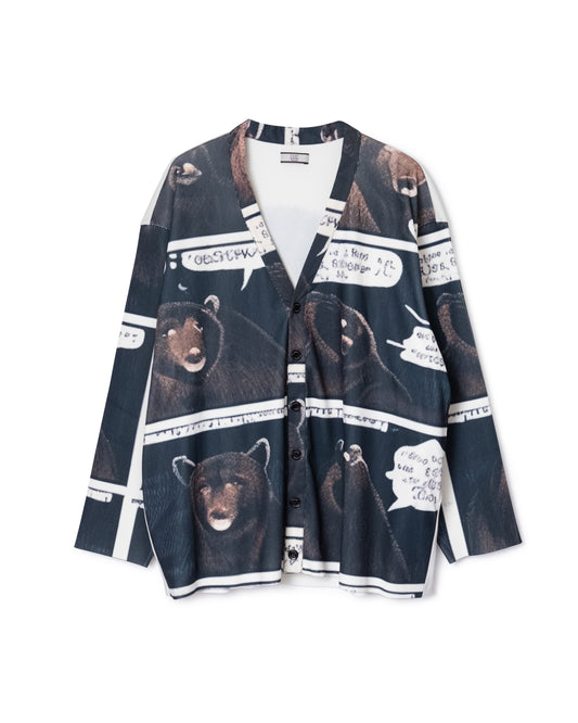 [PRE ORDER] PRINT RIB BIG CARDIGAN (BEAR)
