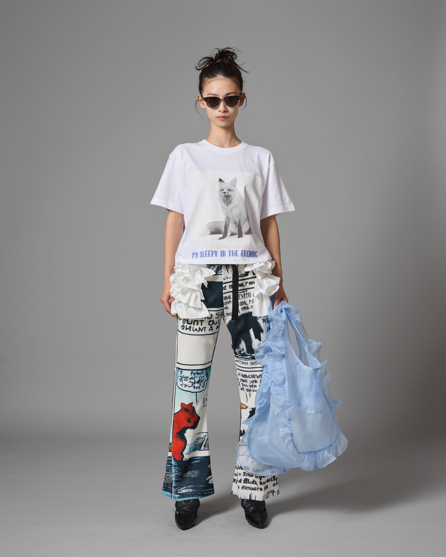 [PRE ORDER] PRINT RIB FLARE PANTS (BEAR)