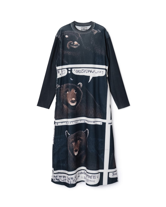 [PRE ORDER] PRINT RIB L/S ONE-PIECE (BEAR)