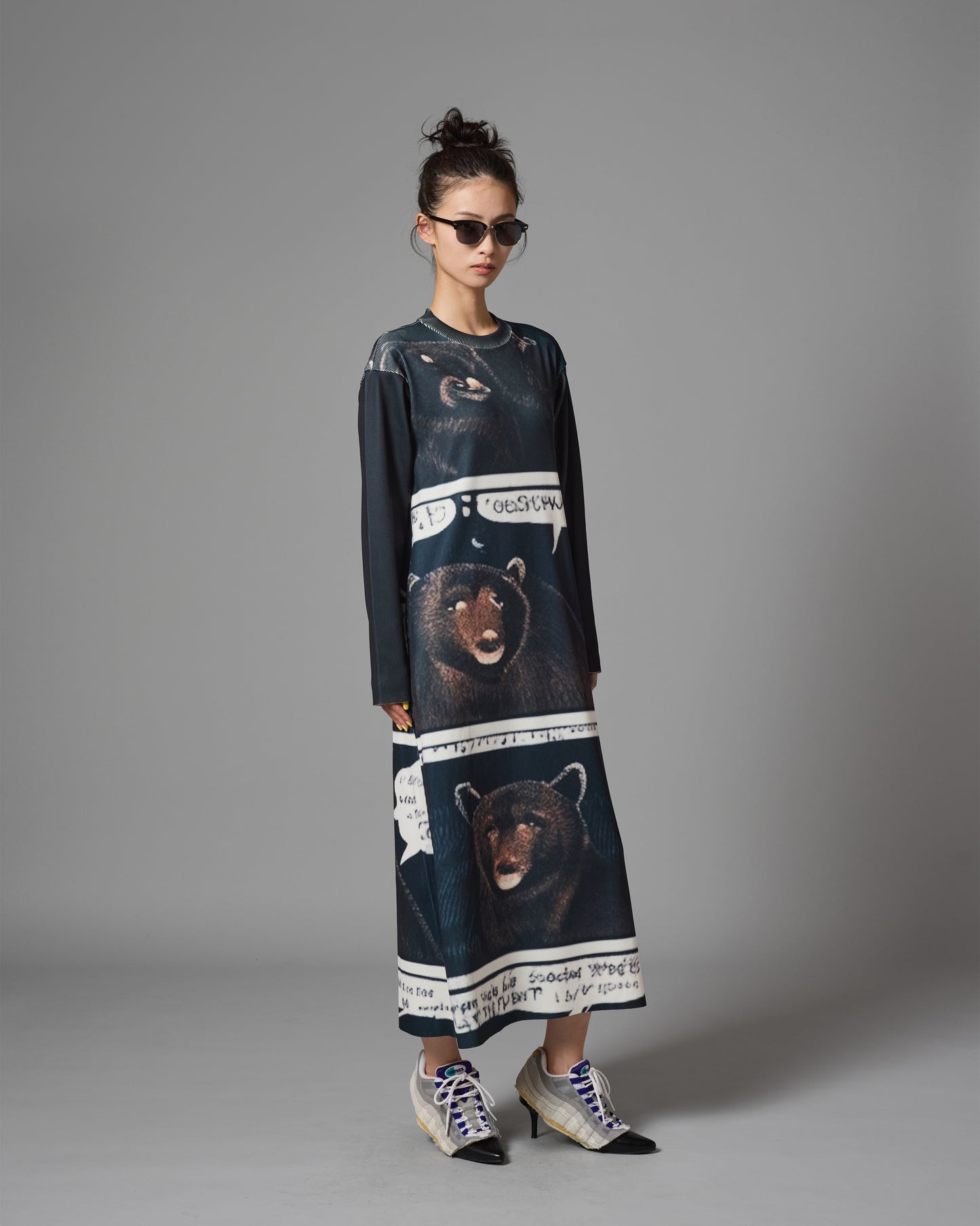 [PRE ORDER] PRINT RIB L/S ONE-PIECE (BEAR)